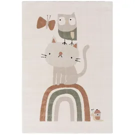 Pergamon Kinder Teppich Happy Kids Animal Rainbow Creme, Größe:140x200 cm