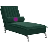 vidaXL Massage-Chaiselongue mit Nackenrolle dunkelgrün Samt