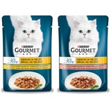 PURINA GOURMET Perle Genuss in Gelee Katzenfutter nass & PURINA GOURMET Perle Genuss in Gelee Katzenfutter nass mit Lachs & feiner Grillachsnote 26er Pack (26 x 85g)