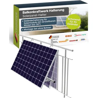 SCHWAIGER Geländerhalterung Solarmodul mit verstellbarem Winkel Halterung Solarpanel PV Montage Set ohne Bohren Aluminium Wetterfest Silber