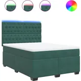 vidaXL Boxspringbett 140 x 200 cm Dunkelgrün