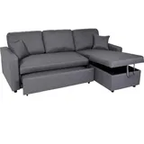 MCW Sofa L-Form, Liegefläche Nosagfederung 228cm ~ dunkelgrau