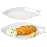 2x Fischteller OSLO weiß Porzellan 31x15 cm Servieren Fischform Beilagen Snacks