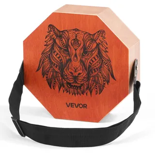 Vevor Cajon Instrument mit internen Gitarrensaiten & Basston, tragbare Percussion-Box aus Holz, Trommel-Musikinstrument aus Birkenholz mit verstellbarem Gurt, für Anfänger & Profis, 295x295x100mm