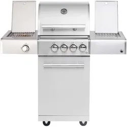 CHEF S Paket D - Basis silber, 2 Brenner, Backburner, Seitenkocher, Steakzone, C...