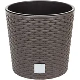 Prosperplast Pflanzkübel inkl. Einsatz D 30,5 cm Rattan-Optik braun Blumentopf Rato Serie