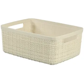 Curver Jute Korb aus 100% recyceltem Kunststoff, rechteckig, 5 l, Gebrochenes Weiß, S