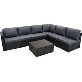 MONSTER SHOP Rattan Gartenmöbel 7-teiliges Set Schwarz Sofa Tisch 996l Aufbewahrungsbox