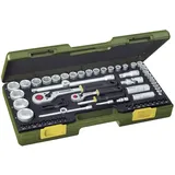 PROXXON 23286 Nusskasten Knarrenkasten mit 6,3mm (1/4") + 12,5mm (1/2") Knarren