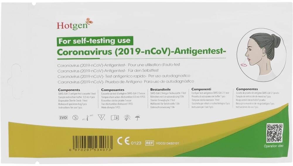 Hotgen Coronavirus 2019-Ncov-Antigen-Selbsltest 1 ST