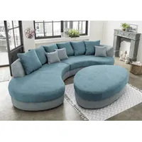 Ecksofa INOSIGN "Limoncello L-Form", blau (aqua, petrol), B:287cm H:76cm T:160cm, 100% Polyester, Sofas, ergonomische Form