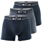 Mustang Herren 3er Pack Boxershorts, Pants, True Denim, S-XL Marine/Blau S