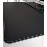 Schreibtischunterlage Echt Leder Nappaleder 60 x 40 Schwarz mit grauer Naht