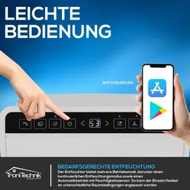 Tronitechnik TroniTechnik® Luftentfeuchter TT-EF 04.1, WiFi steuerbar, 20 l/24h, 5,5 l Tank, Kompressor, Auto-Swing, Timer, Farb-LED, Ionisator, für Räume bis 30 m2