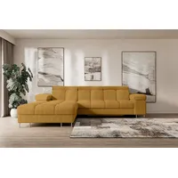 altdecor Ecksofa Cord mit Schlaffunktion 2-Sitzer Senfgelb