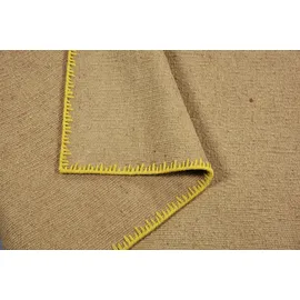 PAD Teppich PAD "MOSS", gelb, B:170cm H:6mm L:200cm, Jute, Wolle, Teppiche, Teppich, Juteteppich, handgewebt, Uni Farben, farbige Umrandung, Wohnzimmer
