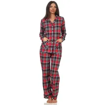 normann-wäschefabrik NORMANN Pyjama Karo zum durchknöpfen Single Jersey - 58160 in rot | 56/58