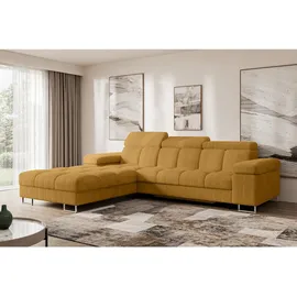 altdecor Ecksofa Cord mit Schlaffunktion 2-Sitzer Senfgelb