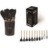 Cheffinger Küchenorganizer-Set Küchenhelfer Küchenutensilien Set mit Ständer 12-tlg.schwarz schwarz