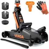 Verda Hydraulischer Wagenheber 2,5T 85-365mm, Heber PKW Autoheber Rangierwagenheber + 3x Gummi + Inkl. Montagehandschuhe SUV Tief Flach SN10663