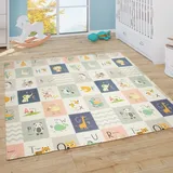 Paco Home Spielmatte Krabbelmatte Baby Matte Faltbar Abwaschbar Wendbar Tier Motiv - Bunt