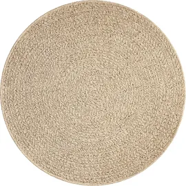 The CarPET Teppich THE CARPET "Kansas", beige (natur), H:1mm Ø:120cm, Polypropylen, Teppiche, Teppich, moderner robuster In und Outdoor Teppich Jute Look