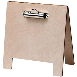 5x Holz Tischkartenhalter „Carum“ DIN A6 mit Metallklemme ohne Schiefertafellack