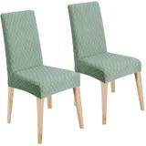 LANSHENG Stuhlhussen 2er Set, Universal Esszimmerstühle Stuhlbezug, Abnehmbar Waschbar Stuhlhussen für Esszimmerstühl, Küche, Restaurants, Hotels (Matcha grün, 2er Set)