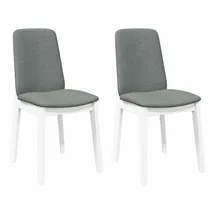 vidaXL Esszimmerstuhl mit Kissen Polyester weiß 2er Set