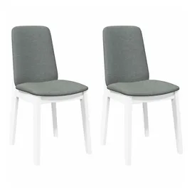 vidaXL Esszimmerstuhl mit Kissen Polyester weiß 2er Set