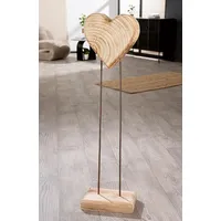 Gilde Standrelief Soul aus Holz - Höhe 100cm x Breite 28cm - Herzform - naturfarben - Dekoherz zum Hinstellen