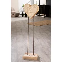 Gilde Standrelief Soul aus Holz - Höhe 100cm x Breite 28cm - Herzform - naturfarben - Dekoherz zum Hinstellen