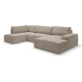 werk2 Wohnlandschaft Cord 3-Sitzer Hellgrau/Beige