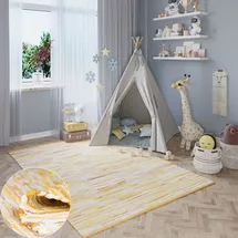 OTTO home Teppich OTTO HOME "Bente", gelb (gelb mix), B:60cm H:10mm L:110cm, Baumwolle, Polyester, Teppiche, Teppich, Handweb Teppich, 90% Baumwolle, handgewebt, Scandi