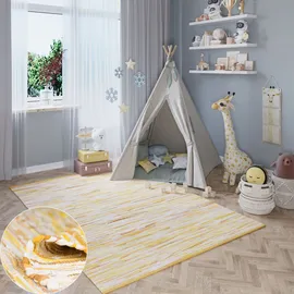 OTTO home Teppich OTTO HOME "Bente", gelb (gelb mix), B:60cm H:10mm L:110cm, Baumwolle, Polyester, Teppiche, Teppich, Handweb Teppich, 90% Baumwolle, handgewebt, Scandi