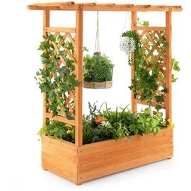 Costway Hochbeet mit Rankgitter und hängendem Dach Orange