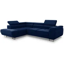 Sofnet Ecksofa Caris Schlaffunktion und einstellbare Kopfstützen, Wohnlandschaft mit Bettkasten, Couch, Sofa, (Dunkelblau (Kronos 09),
