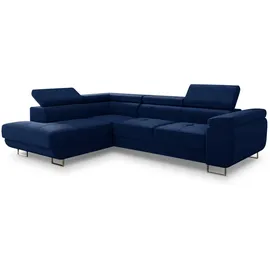 Sofnet Ecksofa Caris Schlaffunktion und einstellbare Kopfstützen, Wohnlandschaft mit Bettkasten, Couch, Sofa, (Dunkelblau (Kronos 09),
