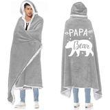 WJMSDK Geburtstagsgeschenke für Papa, Papa Bear Sherpa Fleece Decke mit ärmeln, Geschenke für Papa von Tochter und Sohn, Bester Papa Geschenk, Geschenke zum Geburtstag für Vater
