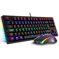 Redragon S113 Mechanische Gaming Tastatur Maus Set Regenbogen Beleuchtet mit Braunen Schaltern und RGB-Maus 4200 DPI für PC - DE QWERTZ
