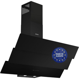 Wiggo Dunstabzugshaube 90cm kopffrei I Abluft Umluft Dunstabzug 615m3/h - Touch-Display 4 Stufen I Energieeffizienzklasse B Schräghaube ... - Schwarz