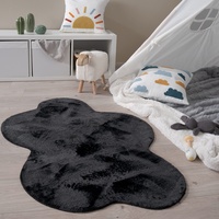 Paco Home Waschbarer Teppich Wohnzimmer Schlafzimmer Kurzflor rutschfest Modern Flauschiger Fellteppich Fell Imitat Kunstfell, Grösse:80x120 cm Wolke, Farbe:Schwarz