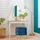 Relaxdays Samthocker mit Stauraum, runder Sitzhocker, gepolstert, Wohnzimmer, H x D: 40 x 40 cm, Hocker Samt, blau/gold