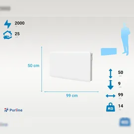 PurLine Keramischer Trägheitsheizkörper 500 x 990 mm 2000 W weiß