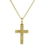 HOPLO Kreuzanhänger Gold Anhänger Kreuz mit Goldkette massiv 585 - 14 Karat Gold 55 cm, Made in Germany 55 cm Unisex