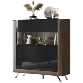 LEONIQUE Highboard »Kasai«, Höhe 136,5 cm, 2 Türen mit Glaseinsatz schwarz