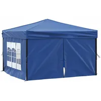 vidaXL Partyzelt Faltbar mit Seitenwänden Blau 3 x 3 m