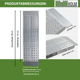 Trutzholm Auffahrrampe 150 cm 540 kg klappbar Aluminium perforiert silber 2 St.