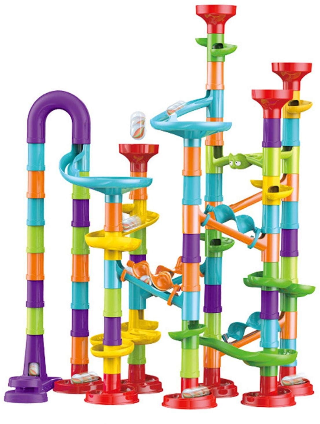 duhe189014 113 Teile Upgrade Marble Run Toy Track Set, DIY Marble Genius Run Super Set, Marble Track Stitching Set, Marble Race Track für Kinder mit Glass Marbles Fun Learning Toy