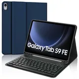 WINCHKING Tastatur Hülle für Samsung Galaxy Tab S10 FE 10.9 Zoll, Kompatibel Samsung Galaxy Tab S9 FE, Flexibles TPU Hülle, Magnetisch Abnehmbar Bluetooth Tastatur, QWERTZ Layout (Dunkelblau)